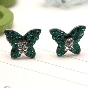 韓版925純銀滿鉆蝴蝶捷克水晶耳釘 防過敏時尚飾品批發首選